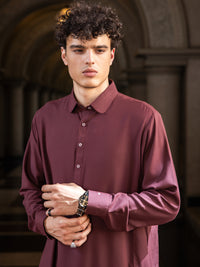 Maroon Blended Kameez Shalwar - ALWA-KS-414