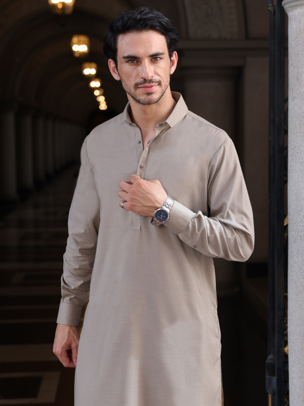 Ash Grey Blended Kameez Shalwar - ALWA-KS-426 - Almirah Online
