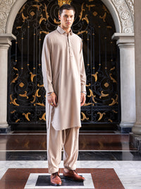 Khaki Blended Kameez Shalwar - ALWA-KS-427