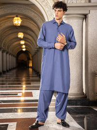 Blue Blended Kameez Shalwar - ALWA-KS-428