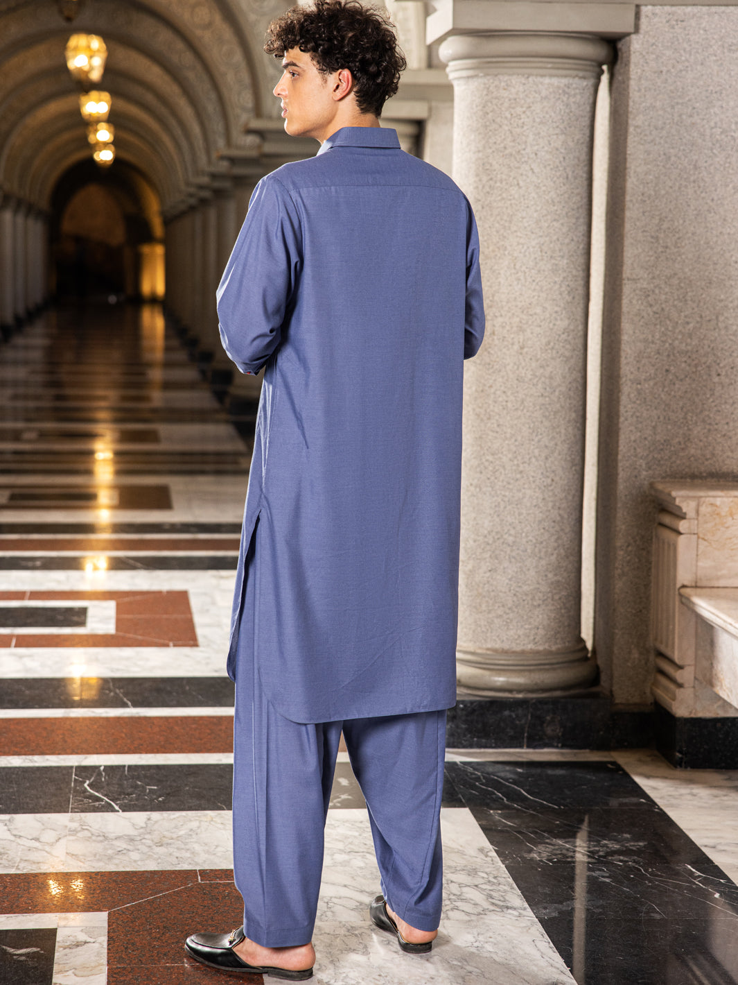 Blue Blended Kameez Shalwar - ALWA-KS-428 - Almirah Online