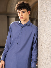 Blue Blended Kameez Shalwar - ALWA-KS-428