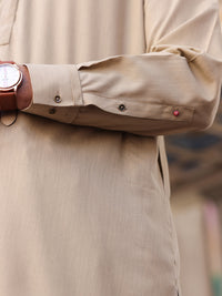 Dull Khaki Blended Kameez Shalwar - ALWA-KS-429