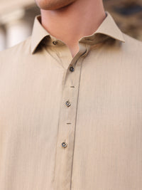 Dull Khaki Blended Kameez Shalwar - ALWA-KS-429
