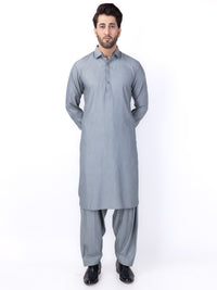 Ash Grey Blended Kameez Shalwar - ALWA-KS-436