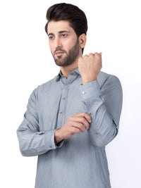 Ash Grey Blended Kameez Shalwar - ALWA-KS-436