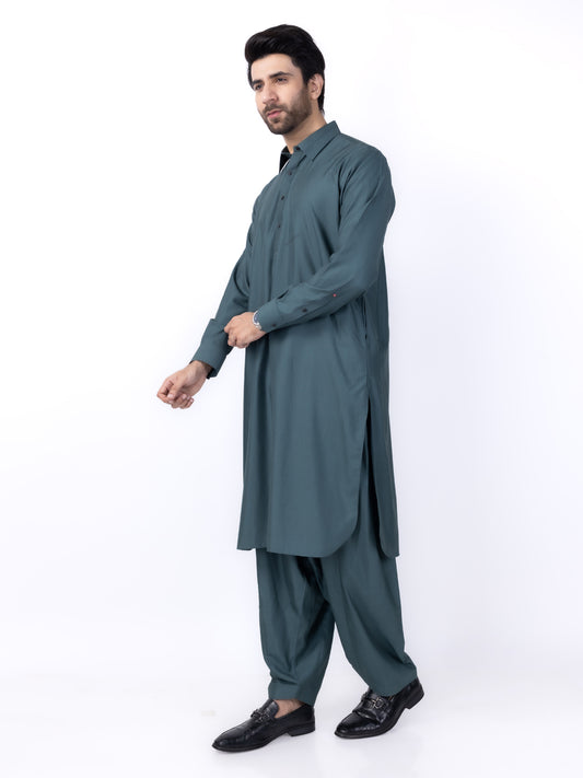 Green Blended Kameez Shalwar - ALWA-KS-437 - Almirah Online