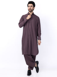Burgundy Blended Kameez Shalwar - ALWA-KS-438