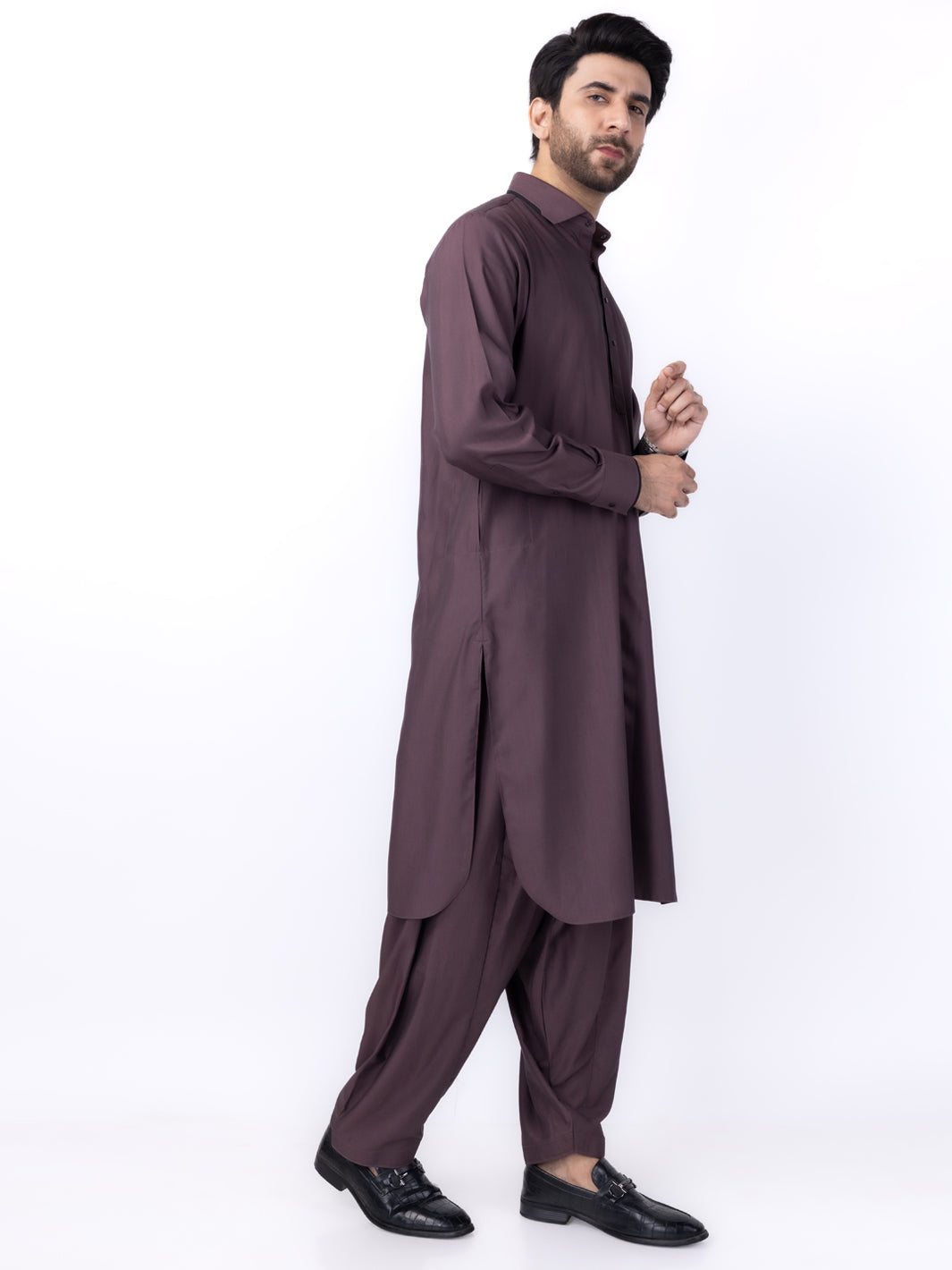 Burgundy Blended Kameez Shalwar - ALWA-KS-438 - Almirah Online