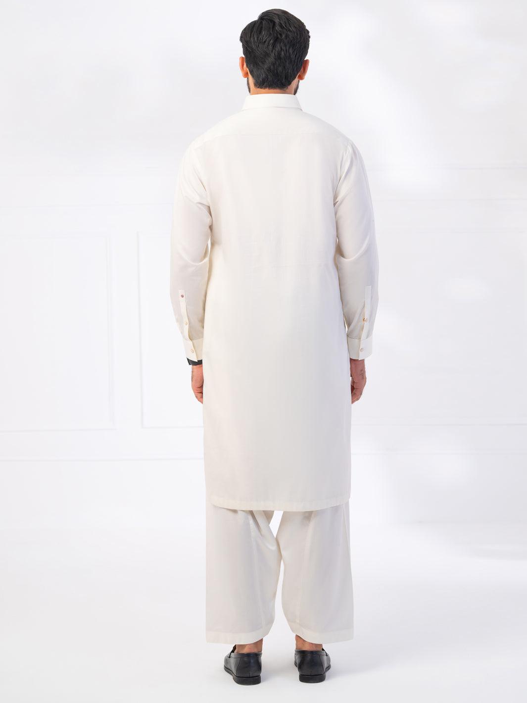 Off White Cotton Kameez Shalwar - ALWA-KS-533
