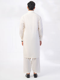 Off White Cotton Kameez Shalwar - ALWA-KS-533
