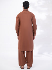 Brown Cotton Kameez Shalwar - ALWA-KS-535
