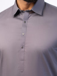 Grey Cotton Kameez Shalwar - ALWA-KS-536