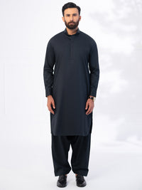 Black Cotton Kameez Shalwar - ALWA-KS-538