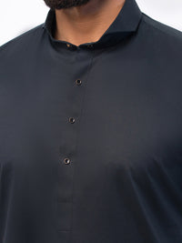 Black Cotton Kameez Shalwar - ALWA-KS-538