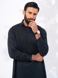 Black Cotton Kameez Shalwar - ALWA-KS-538