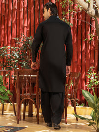 Black Cotton Kameez Shalwar - ALWA-KS-555