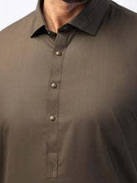 Olive Green Blended Kameez Shalwar - ALWA-KS-556