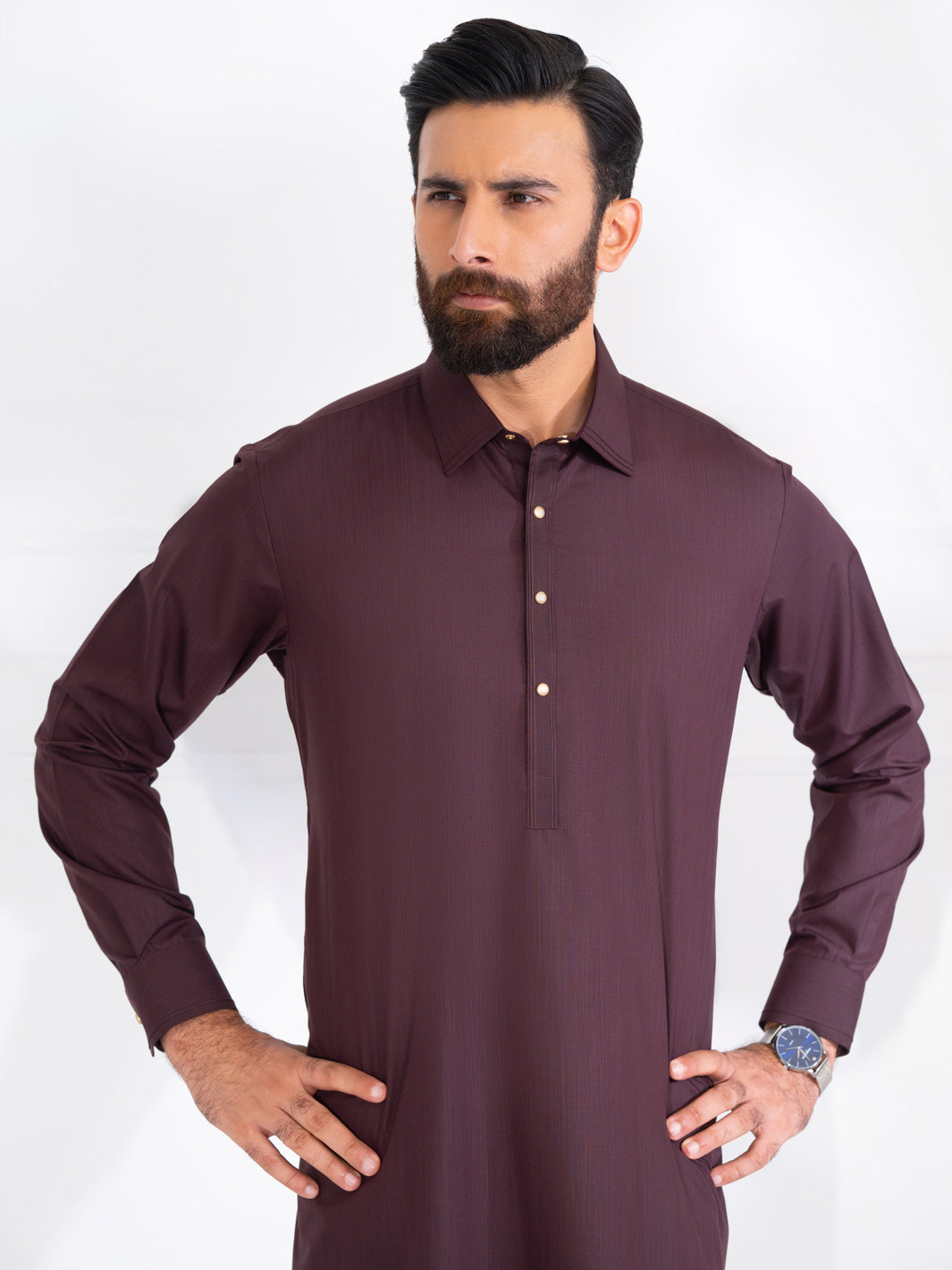 Burgundy Blended Kameez Shalwar - ALWA-KS-557