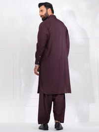 Burgundy Blended Kameez Shalwar - ALWA-KS-557A