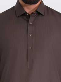 Dark Brown Blended Kameez Shalwar - ALWA-KS-558