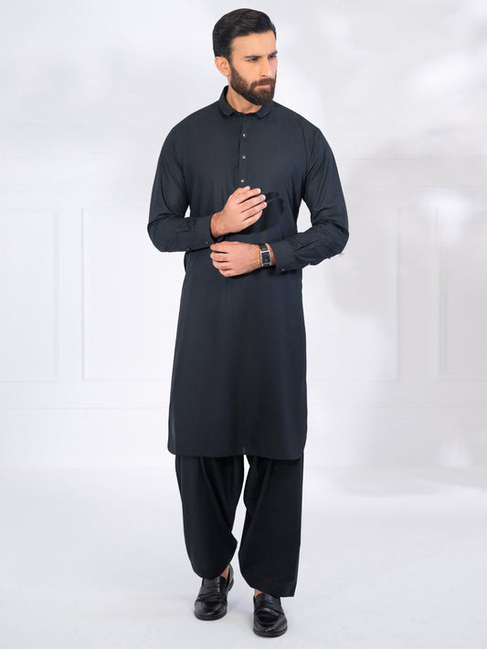 Black Blended Kameez Shalwar - ALWA-KS-559A