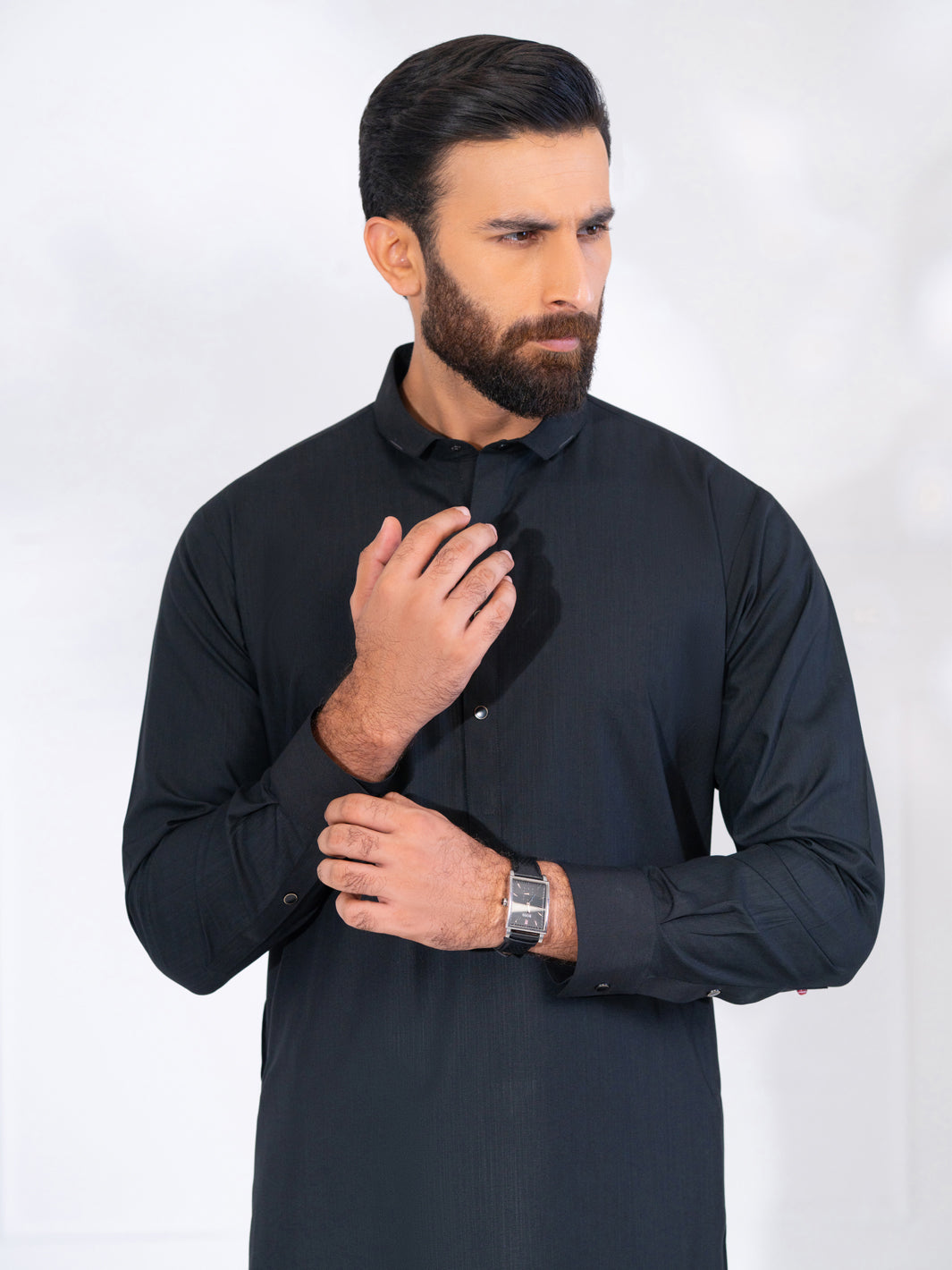 Black Blended Kameez Shalwar - ALWA-KS-559