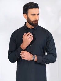 Black Blended Kameez Shalwar - ALWA-KS-559