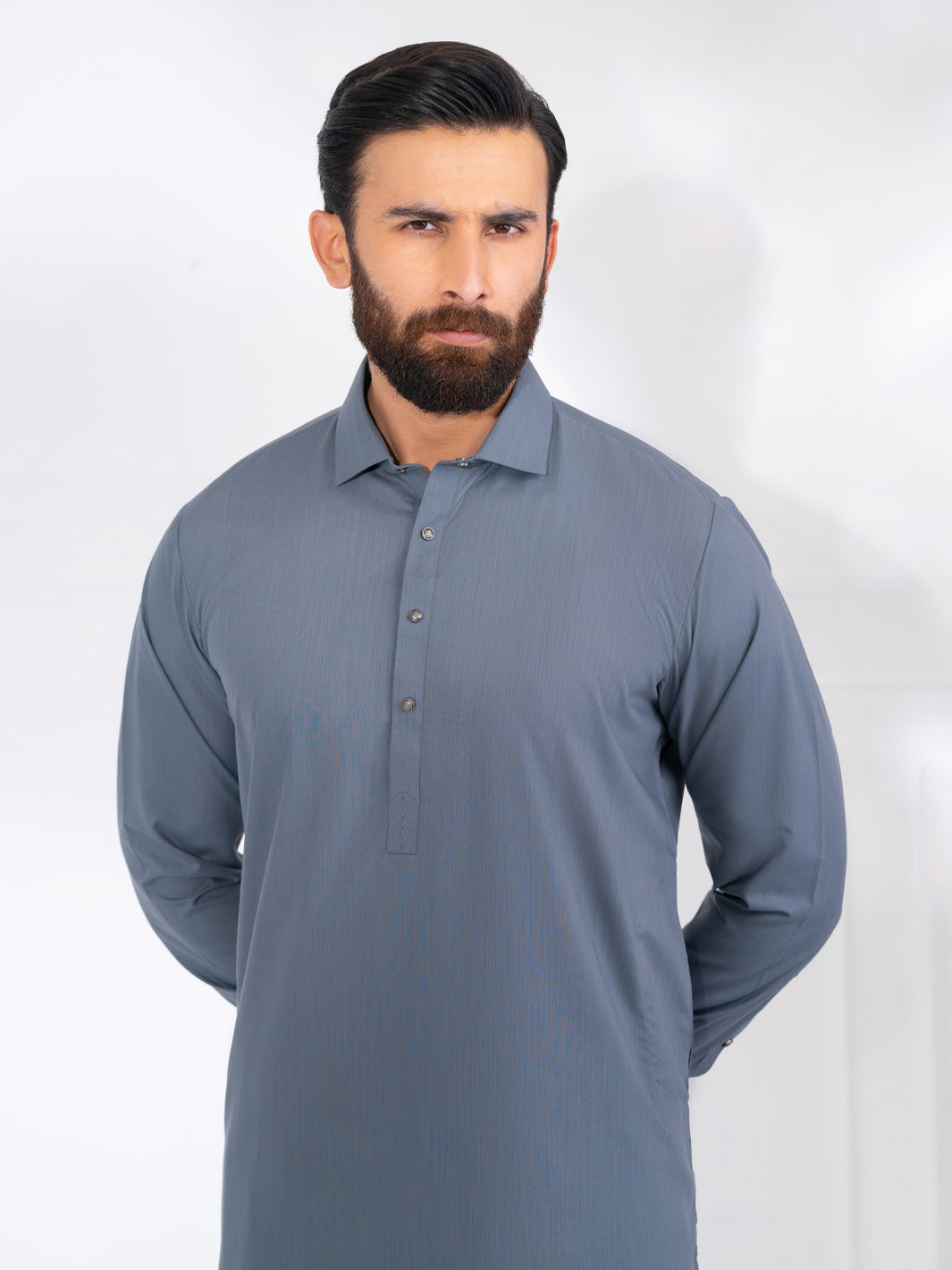 Grey Blended Kameez Shalwar - ALWA-KS-560A