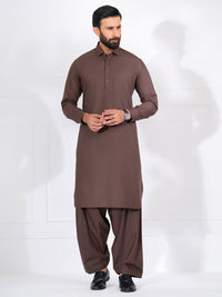 Brown Blended Kameez Shalwar - ALWA-KS-561A