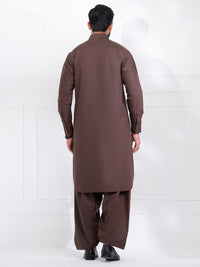 Brown Blended Kameez Shalwar - ALWA-KS-561