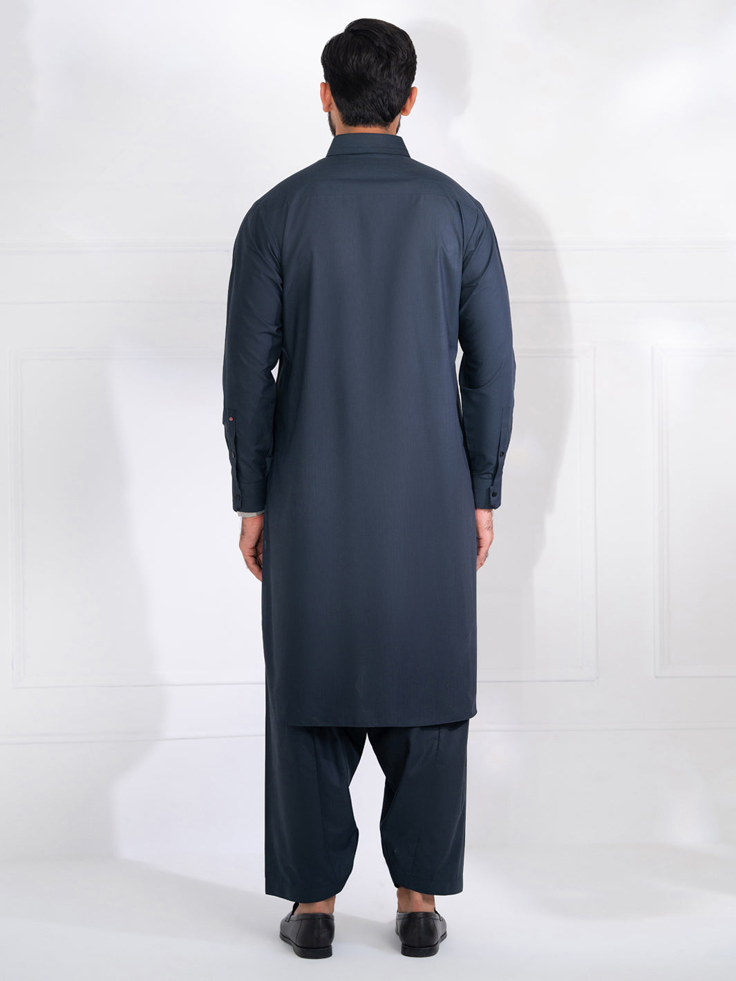 Charcoal Grey Blended Kameez Shalwar - ALWA-KS-563