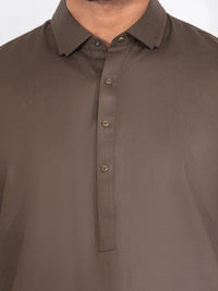 Olive Green Blended Kameez Shalwar - ALWA-KS-564