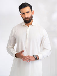 White Blended Kameez Shalwar - ALWA-KS-565