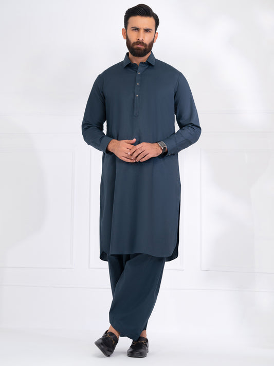 Teal Blended Kameez Shalwar - ALWA-KS-566