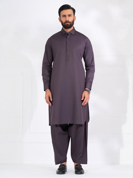 Dark Purple Blended Kameez Shalwar - ALWA-KS-567