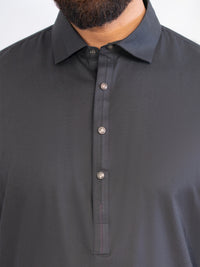 Charcoal Grey Blended Kameez Shalwar - ALWA-KS-568