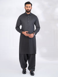 Charcoal Grey Blended Kameez Shalwar - ALWA-KS-568
