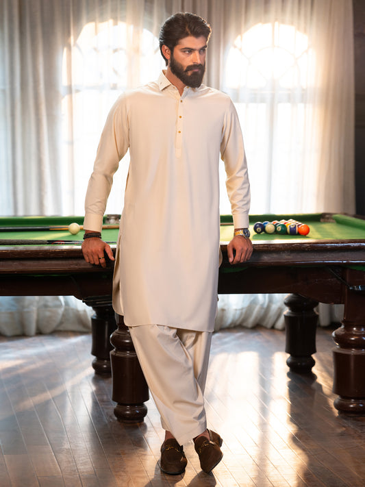 Cream Cut & Sew Kameez Shalwar - ALWA-KS-614