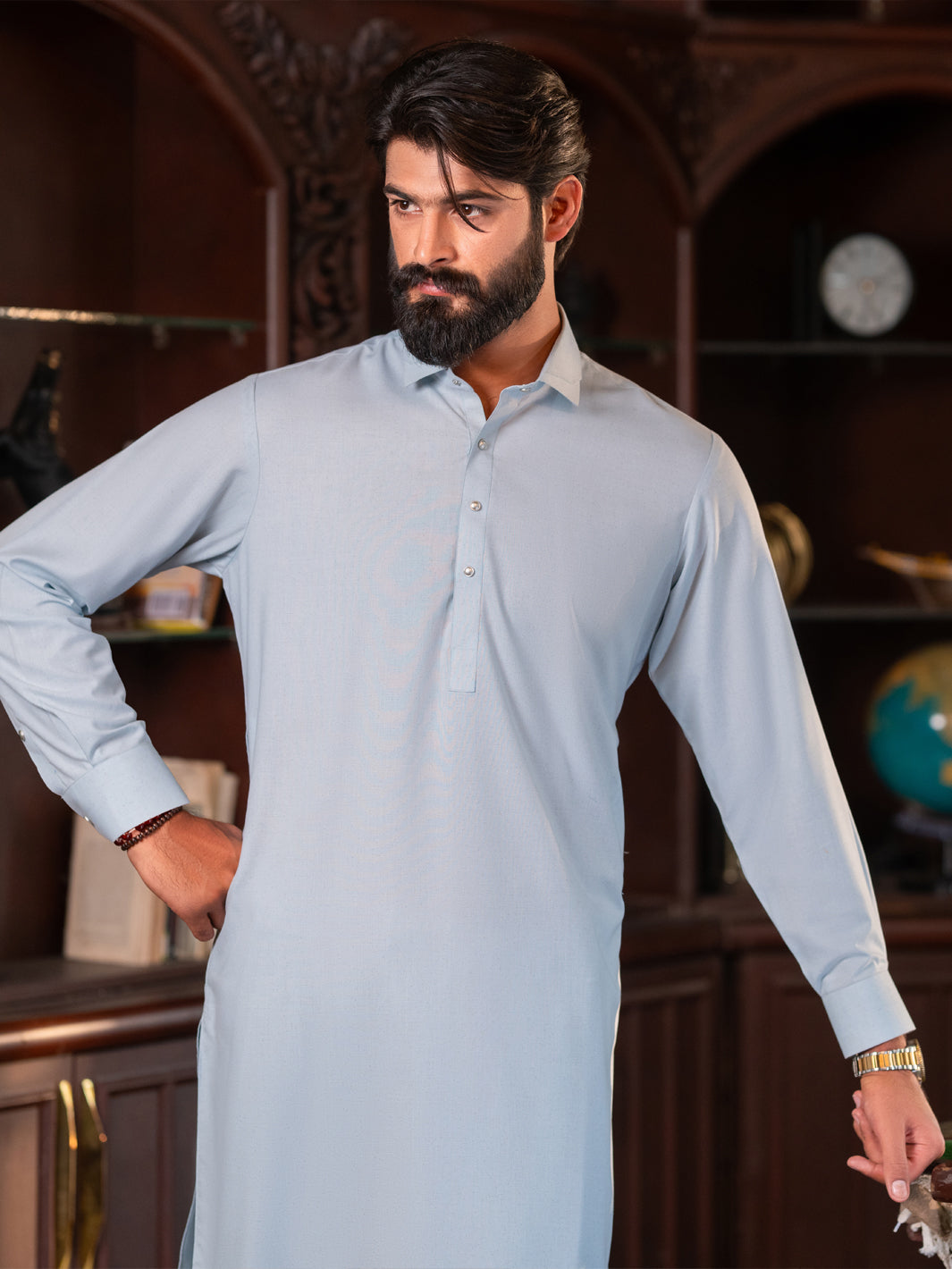 Sky Blue Cut & Sew Kameez Shalwar - ALWA-KS-615