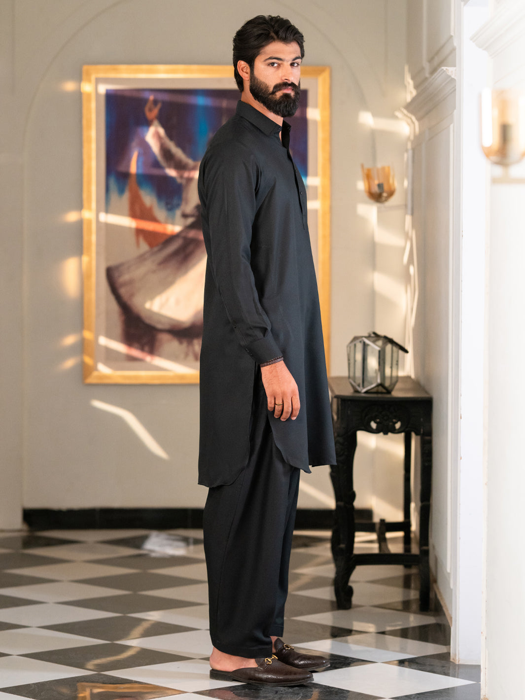 Black Cut & Sew Kameez Shalwar - ALWA-KS-648