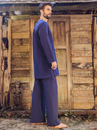 Dark Purple Linen Short Kurta Trouser - ALCR-KT-006