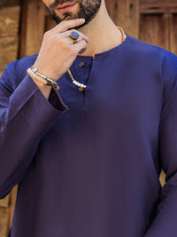 Dark Purple Linen Short Kurta Trouser - ALCR-KT-006