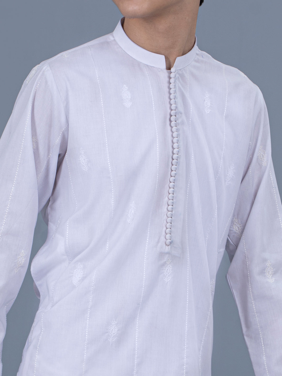 White Blended Kurta Trouser - ALT-KT-036A - Almirah Online