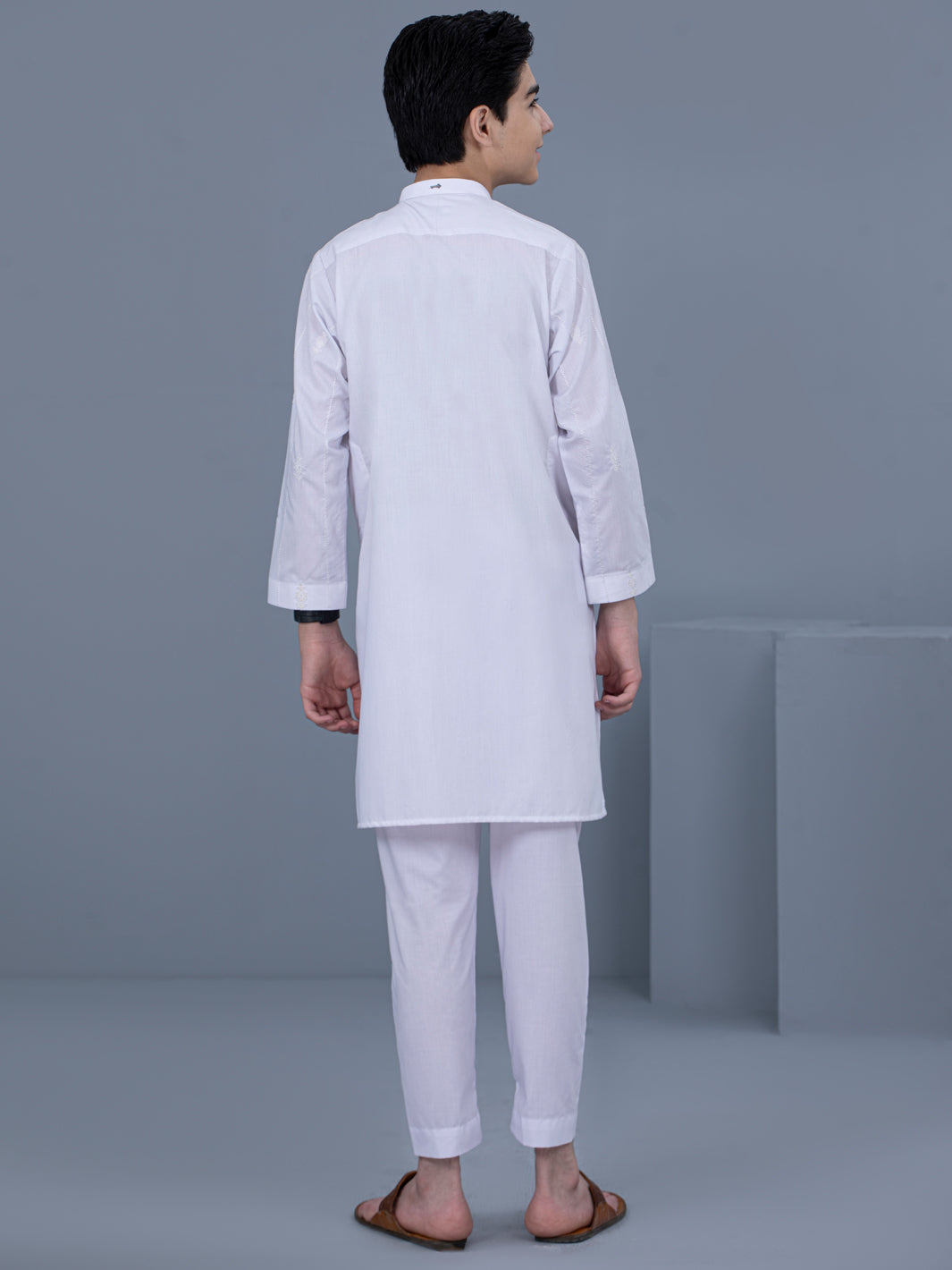 White Blended Kurta Trouser - ALT-KT-036A - Almirah Online
