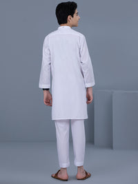 White Blended Kurta Trouser - ALT-KT-036A