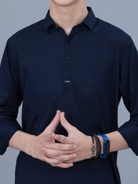 Navy Blue Blended Kurta Trouser - ALT-KT-037B