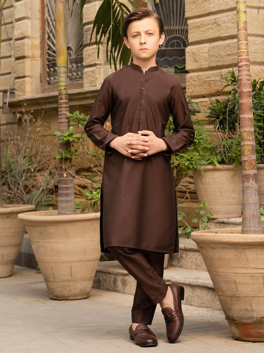 Dark Brown Blended Kurta Trouser - ALT-KT-052