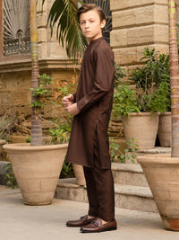 Dark Brown Blended Kurta Trouser - ALT-KT-052