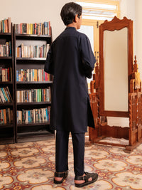 Navy Blue Blended Kurta Trousers - ALT-KT-086A